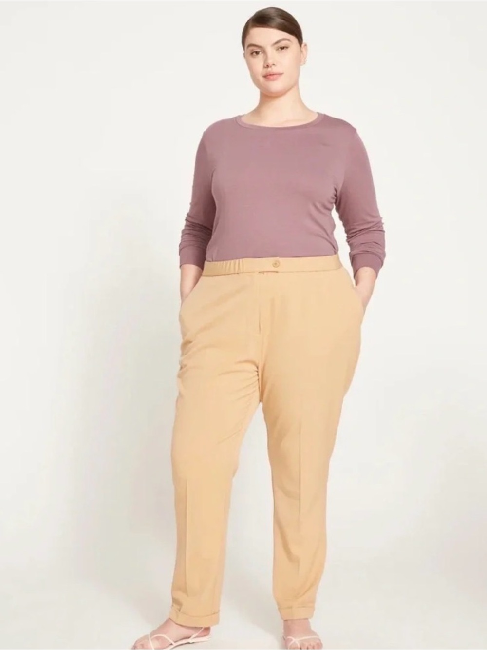 Universal Standard Sz 22/24 (Large) Cigarette Pants Tan Twill Cuffed NWT Career